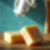 Close-up of laundry soap bar on a wooden surface