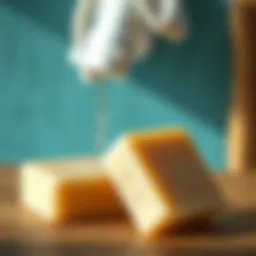 Close-up of laundry soap bar on a wooden surface