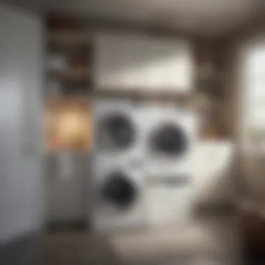 Compact laundry washer and dryer combo installed in a small space