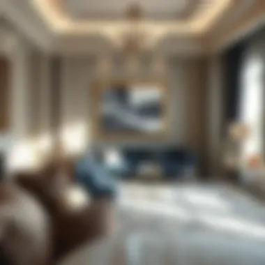 Thoughtful placement of a loveseat in a chic bedroom