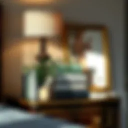 Elegant nightstand adorned with books and greenery