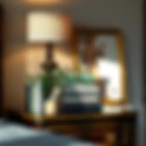 Elegant nightstand adorned with books and greenery