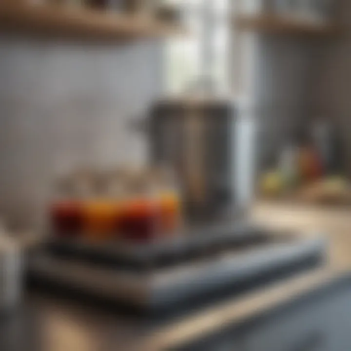 Stylish canning equipment arranged on a kitchen countertop