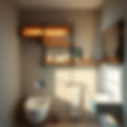 Stylish wall-mounted shelving in a modern bathroom