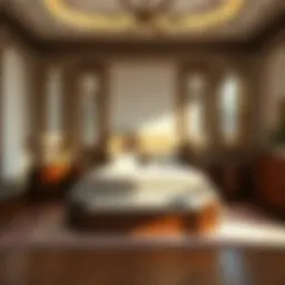 Elegant bedroom showcasing under-bed storage solutions