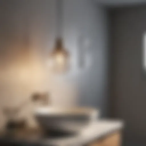 Sleek pendant lights above a modern bathroom sink