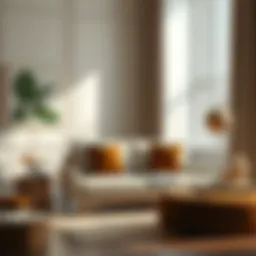 Elegant modern loveseat in a serene bedroom setting