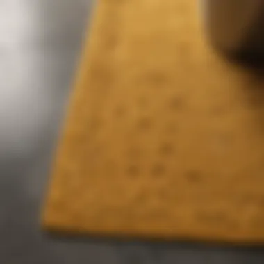 Textural Details of a Mustard Colored Bath Rug Close-up of mustard rug showcasing texture and material