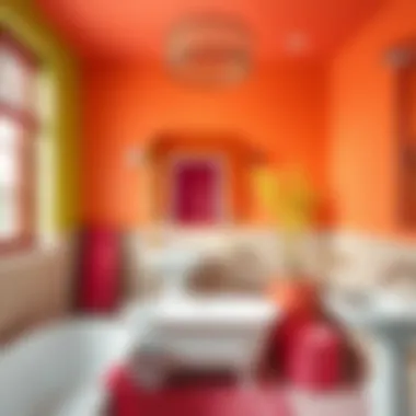 Vibrant bathroom showcasing bold color accents and innovative fixtures