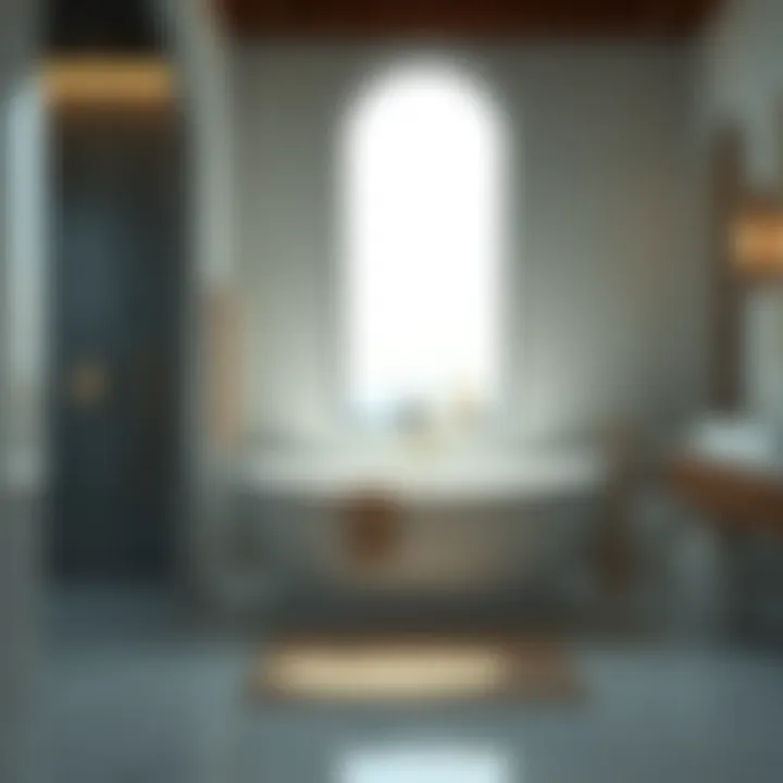 Elegant bathroom with a luxurious soaking tub and rich materials