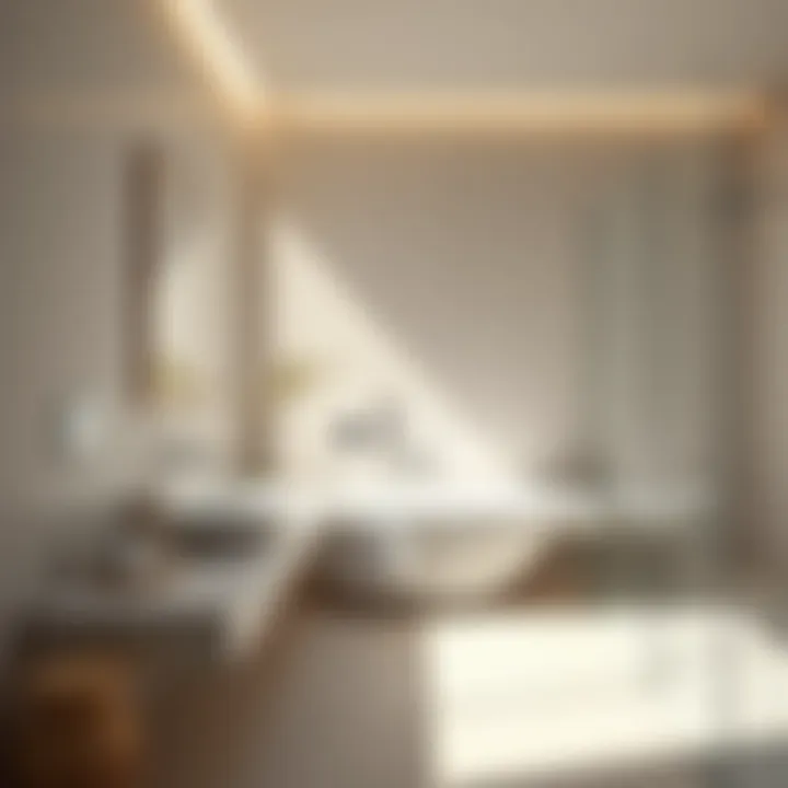 Modern minimalist bathroom featuring sleek lines and neutral tones