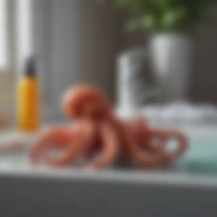 Colorful octopus-themed bath accessories adding a playful touch