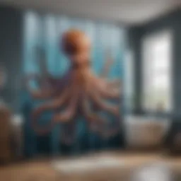 Elegant octopus shower curtain showcasing a beautiful oceanic design