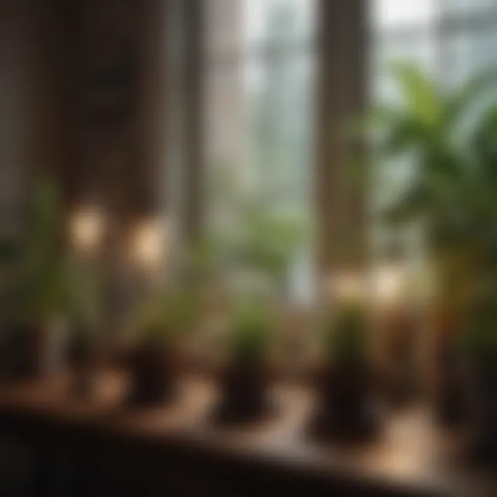 Different types of plant lamps arranged on a table