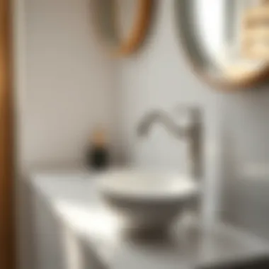 Stylish Sink with Unique Faucet Stylish tiny sink with unique faucet in a small bathroom