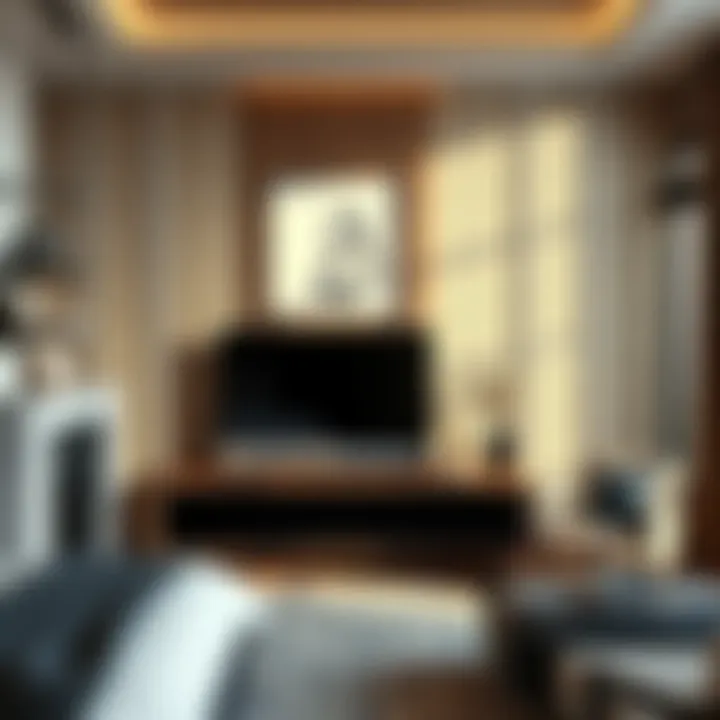 Stylish TV Stand in Decor Stylish TV stand blending with bedroom decor