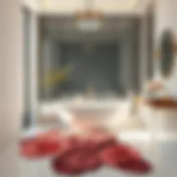 Elegant rose-colored bath rug complementing a modern bathroom