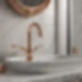 Elegant rose gold faucet against a marble sink