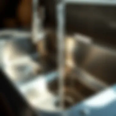 Close-up view of stainless steel sink showcasing its finish and texture