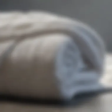 Close-up of the soft texture of navy and white bath towel