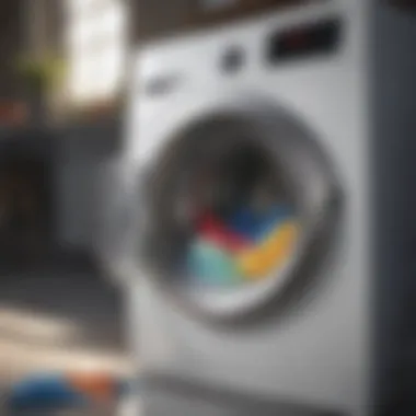 Close-up of a washing machine with detergent