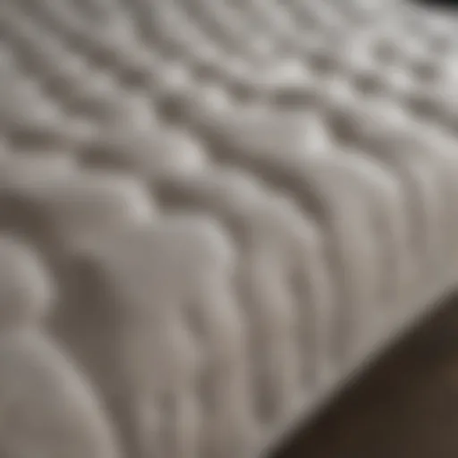 Close-up view of various mattress materials