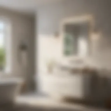 Lighting effects enhancing the ambiance of an off-white bathroom