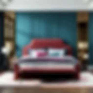 Luxurious velvet upholstered bed showcasing rich texture and deep color