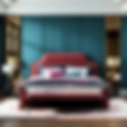 Luxurious velvet upholstered bed showcasing rich texture and deep color