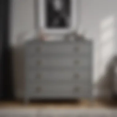 Elegant gray chest of drawers in a minimalist bedroom setting