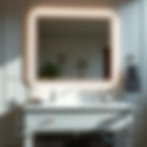 Elegant bathroom vanity with LED light bars highlighting the mirror