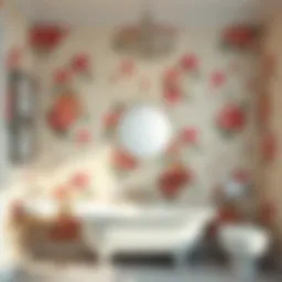 Elegant floral bathroom wallpaper adding a touch of sophistication