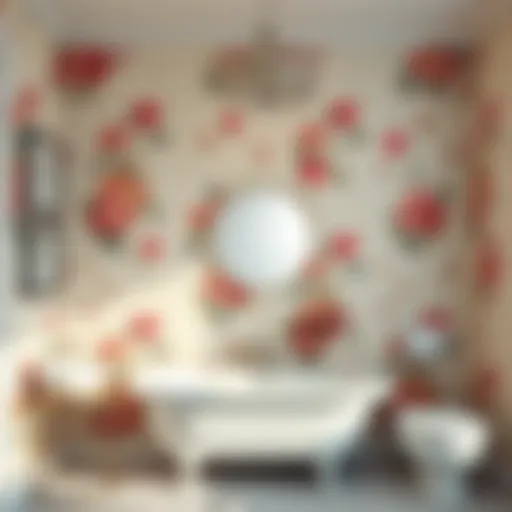Elegant floral bathroom wallpaper adding a touch of sophistication