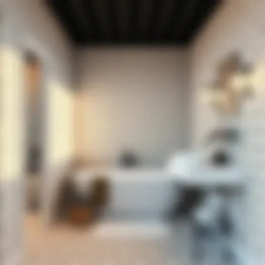 Modern geometric wallpaper enhancing a contemporary bathroom style