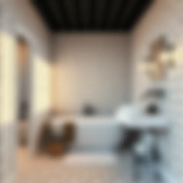 Modern geometric wallpaper enhancing a contemporary bathroom style