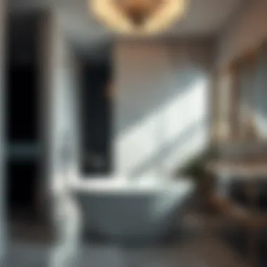 Stylish wet bath showcasing various materials and textures