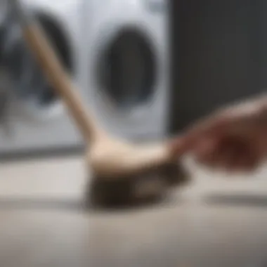 A person maintaining a laundry brush with care