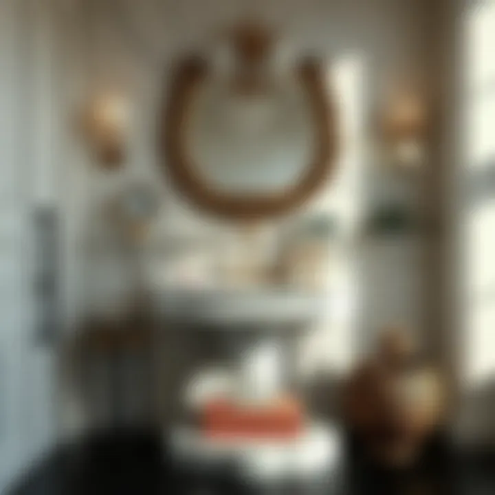 Elegant marble bath table paired with complementary decor elements