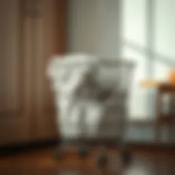 Elegant metal laundry basket with wheels showcasing ergonomic design