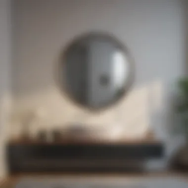 Stylish Wall-Mounted Mirror in Minimalist Design Stylish wall-mounted mirror in a minimalist bedroom