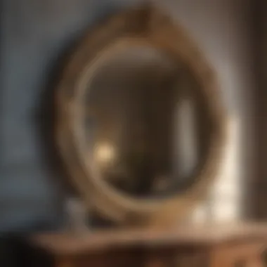 Vintage ornate mirror in a cozy bedroom setting
