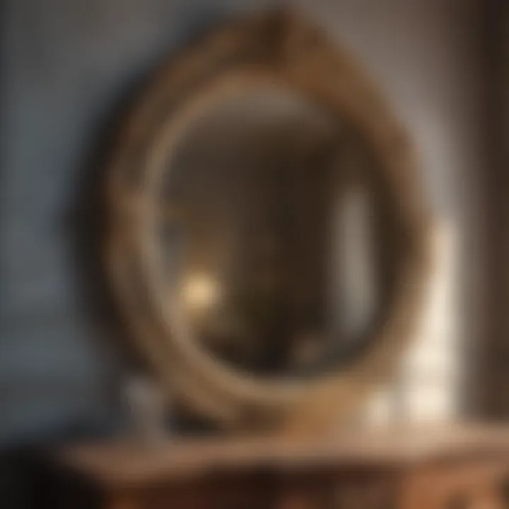 Vintage ornate mirror in a cozy bedroom setting