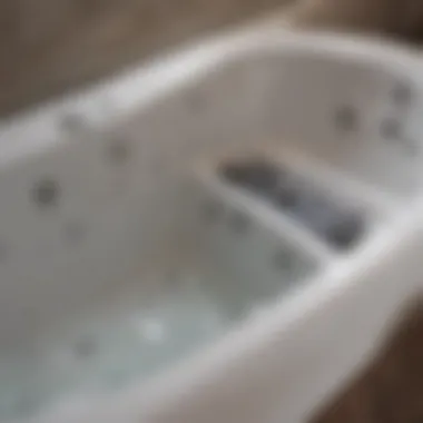 Close-up of jetted bathtub controls and features