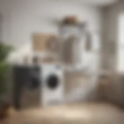 Elegant wall-mounted laundry rack in a modern laundry room