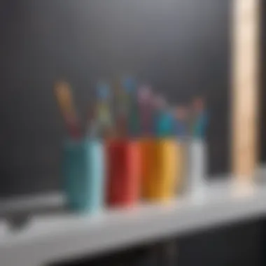 Colorful silicone toothbrush holders arranged in a vibrant display