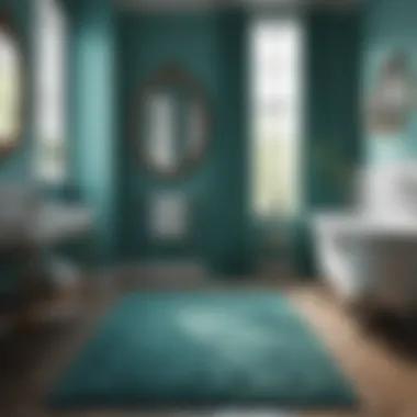 Luxurious turquoise bathroom rug enhancing space