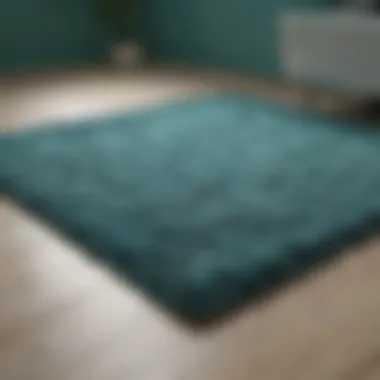 Sustainable material turquoise bathroom rug