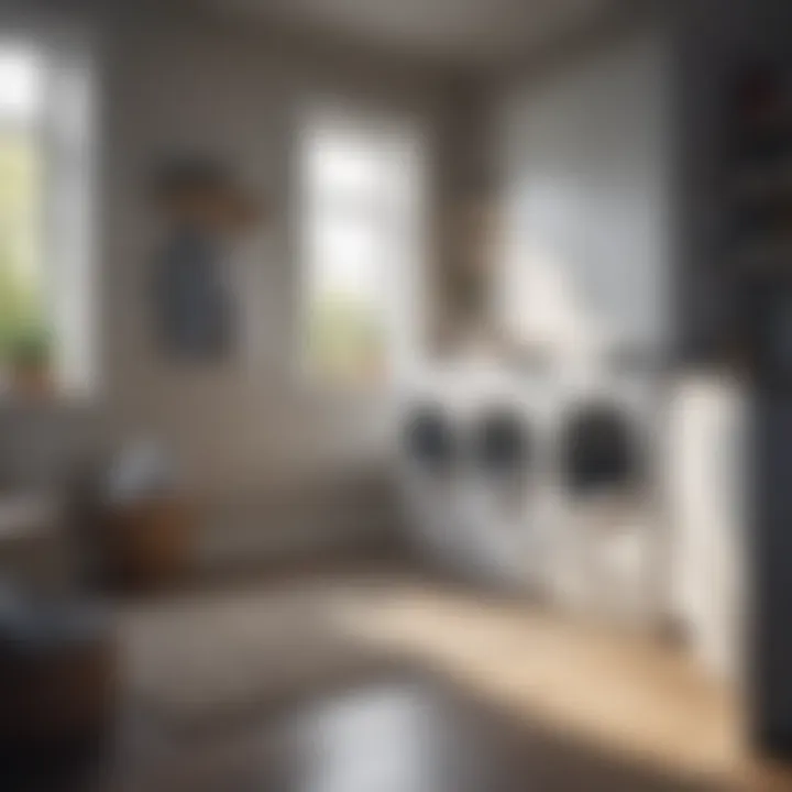 A homeowner using natural cleaners to refresh the laundry area.