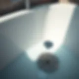 Illustration of bathtub drain with water leakage