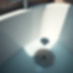 Illustration of bathtub drain with water leakage